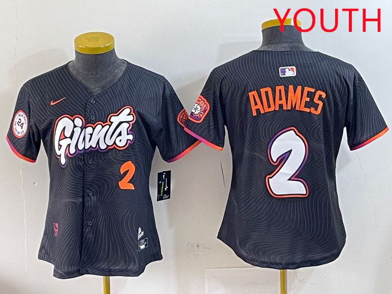 Youth San Francisco Giants 2 Adames Black Joint Name Nike 2025 MLB Jersey style 7